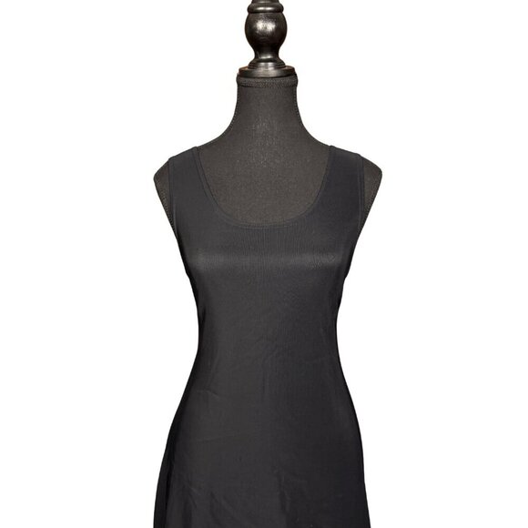 Vintage 90s Whimsigoth Black Mini Dress Size 4-6 Sleeveless Stretch Fit Skater - Picture 2 of 7